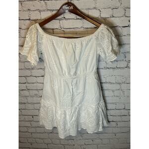 SALE!! Cupcakes & Cashmere white lace dress size Small eyelet tiered elastic wai